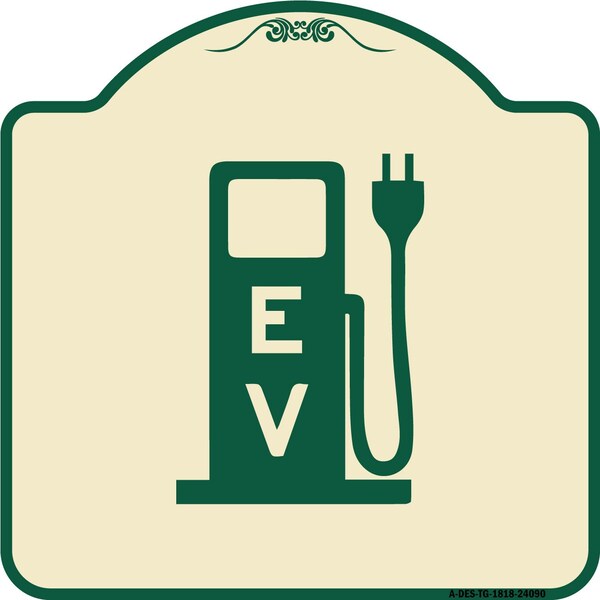 Ev Electric Vehicle Charging Station Heavy-Gauge Aluminum Sign, 18" x 18", TG-1818-24090